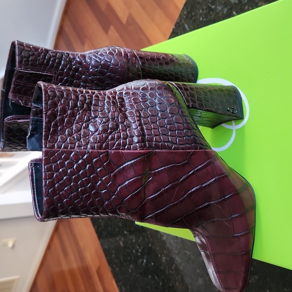 Sam Edelman Codie 2 Boots Red Bordeaux Burgundy Croc Size 9.5 - Picture 3 of 14